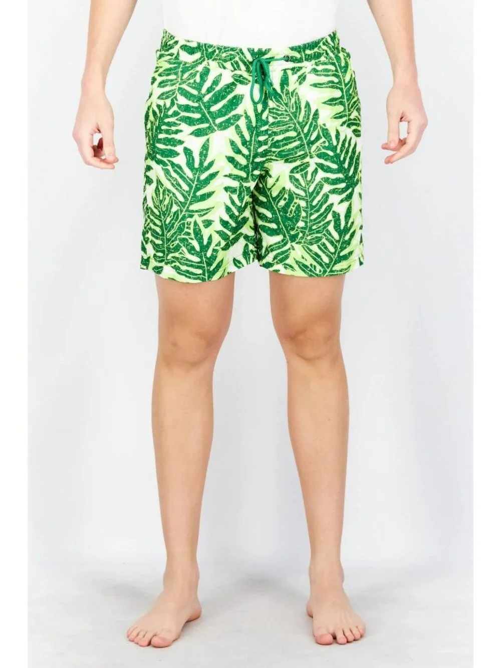 Club Room Leaf Print Swim Trunks XL Mesh Lined Elastic Waist Shorts Dad AOP